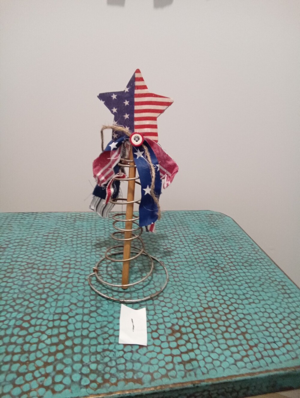 Patriotic Americana Wood Star Wand Ribbon Decor -Red, White & Blue Holiday Decor